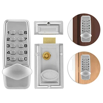 Image of Digital Mechanical Password Door Lock, 2 4 Digits Pushbutton Surface Bolt, Code Lock Cabinet Indoor Outdoor Security Coded
