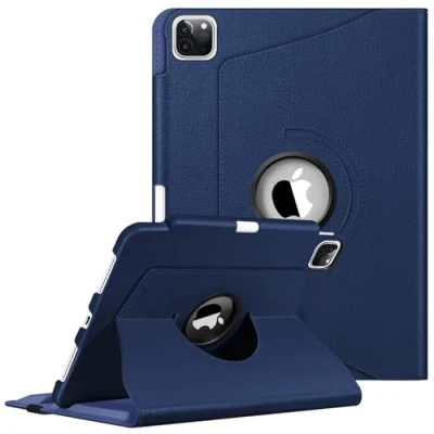 Image of FINTIE Rotating Case Compatible with iPad Pro 11 inch (2022/2021/2020/2018, 4th/3rd/2nd/1st Generation) 360 Degree Swiveling Stand Cover w/Pencil Holder, Auto Wake/Sleep, Navy