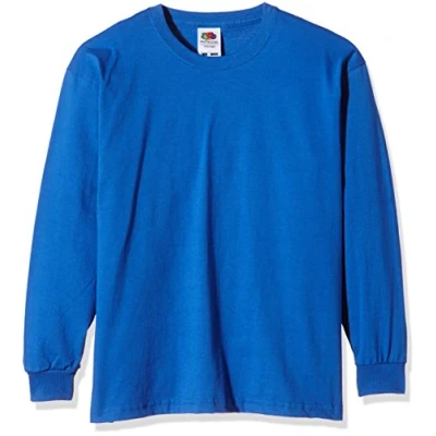 Image of Fruit of the Loom Unisex Kids Valueweight Long Sleeve T Shirt, Royal, 7 8 Years (Manufacturer Size:30)