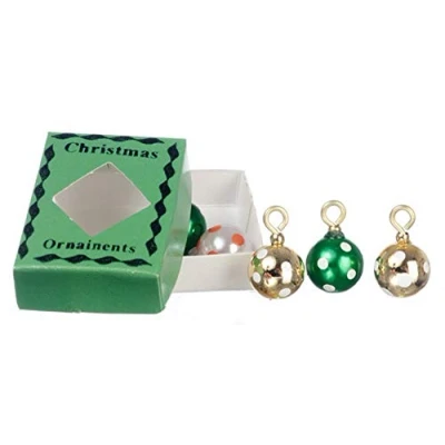 Image of Dolls House Decorations 6 Baubles in a Box Miniature Christmas Tree Ornaments