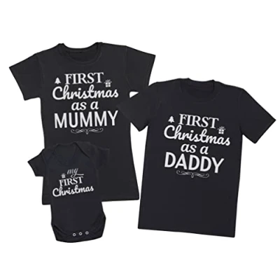 Image of The Gift Project Christmas DELIVERY First Family Matching Tops Black T Shirts Create Your Set (Sold Separately), S