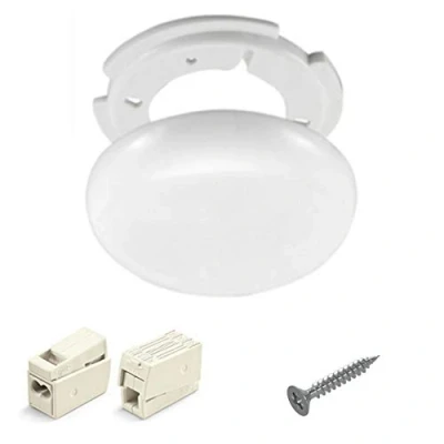 Image of MPM White Super Flat Ceiling Cover Junction Box with Mounting Kit and Connection Clamps, Diameter 130