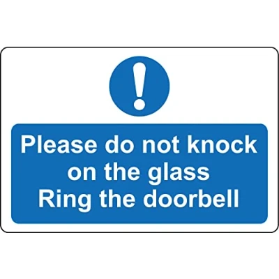 Image of Please do not knock on the glass Ring doorbell Sign Self adhesive sticker (150mm x 100mm)