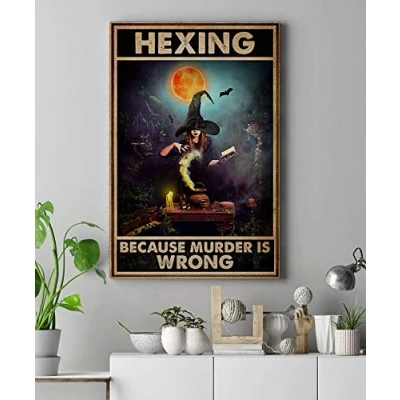Image of BCTS Hexing Because Murder Is Wrong Halloween Metal Sign Poster 12x16 inches