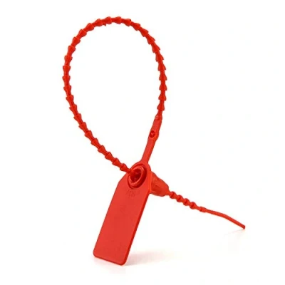 Image of QWORK 100PCS Anti Tamper Seals Plastic Security Tags Pull Ties for Luggage Fire Extinguisher (Red)