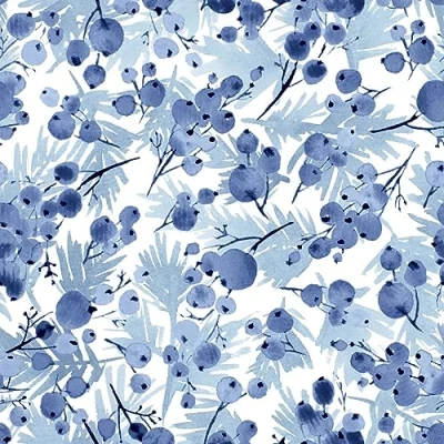 Image of 20 Small Cocktail Napkins Christmas Blue Branches Table Decoration Paper with Motif Also for Decoupage and 24 x cm