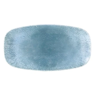 Image of 6x Churchill Raku Topaz Blue Chefs Oblong Plate 13 7/8 x 7 3/8&quot;