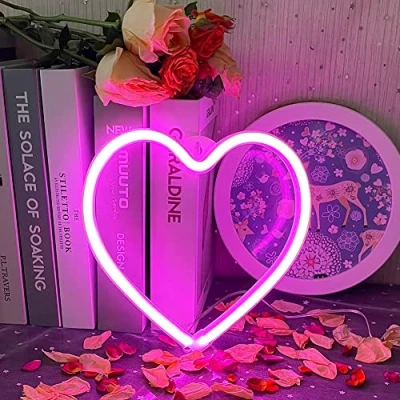 Image of UExnkj Y Heart Neon Lights Pink Signs LED Light Sign for Valentine&#039;s Day Christmas Decoration Birthday Party Home Decorative Wedding Event Banquet Decor