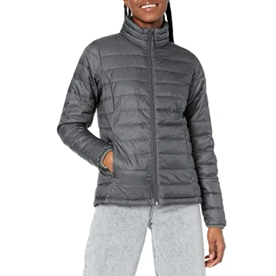 Image of Amazon Essentials Women&#039;s Lightweight Long Sleeved, Water Resistant, Packable Puffer Jacket (Available in Plus Size), Charcoal Heather, XL