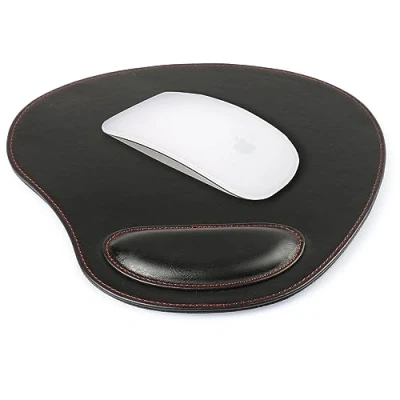 Image of LONDO Leather Oval Mouse Pad with Wrist Rest (Black)