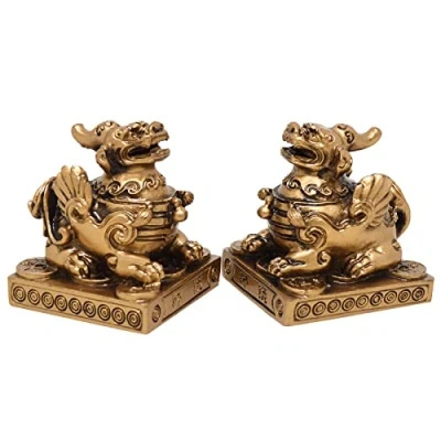 Image of Feng Shui Pair of Pi Xiu/piyao Statue Figurine+ Free Mxsabrina Red String Bracelet J1027