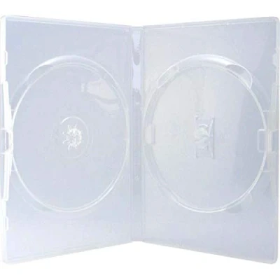 Image of 5 x Dragon Trading Amaray Double Clear CD DVD Blu Ray Disc Case (Holds 2 Discs Of Any Format Face on Face) Has 14mm Spine And Outer Sleeve For Inserting Artwork Inlay.
