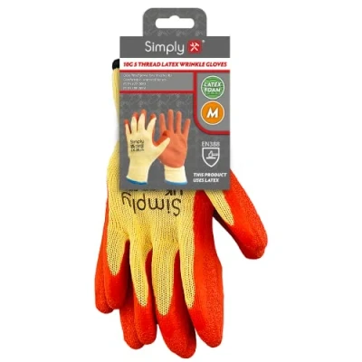 Image of Simply Unisex Lwg001 Latex Wrinkle Gloves, Yellow &amp; Orange, M UK