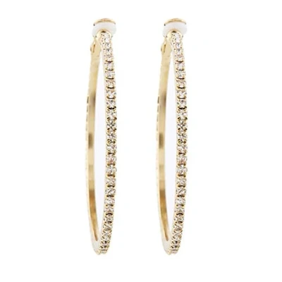 Image of Clip On Earrings Gold Plated Hoops With Clear Crystals Karina G
