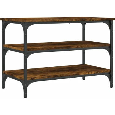 Image of vidaXL Shoe Bench Smoked Oak 70x38.5x49 cm Engineered Wood