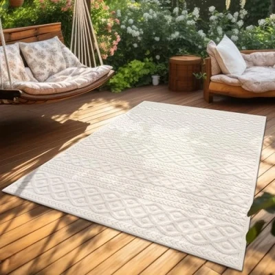 Image of Paco Home Area Rugs Livingroom Short Pile Large Rug Bedroom Scandi Pattern Aztec Monochrome, Size:160x230 cm, Colour:Cream 4