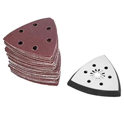 Image of 61Pcs 90mm Multi Function Sanding Pad Triangular Sandpaper Quick Release Blade Replacement, Case, Scraper, Blade, Pad, Paper