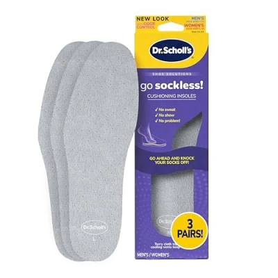 Image of Dr. Scholl&#039;s Go Sockless! Cushioning Insoles, Unisex, 3 Pairs, Trim to Fit Inserts