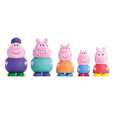 Image of Peppa Pig Set of 5 Bath Figures Water and Toys Includes Mom, Papa, Grandpa, George (DeQube 919D00048)