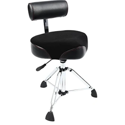 Image of GIBRALTAR Drum Stool, Stool 9000 Series Moto Saddle with Backrest Hydraulic, 9608HMB (Diameter: 48cm, Vinyl Seat, Quick Lock, Double Strut Base, &#039;Super Foot&#039; Rubber Feet)