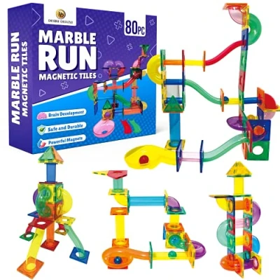 Image of Desire Deluxe Marble Run Ball Magnetic Building Blocks Kids Montessori Toys Construction Tiles for Boys &amp; Girls 38 Year Old Great Birthday