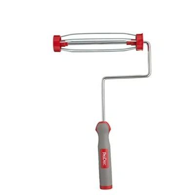 Image of ProDec PRFR008 9 inch x 1.75&quot; Soft Grip Handle Heavy Duty Trade Professional Paint Roller Frame with Screw Fitting for Extension Poles, 9&quot; 5 Wire Cage, Grey