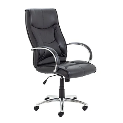 Image of Office Hippo Executive Chair with Padded Arms, Leather Faced, Black