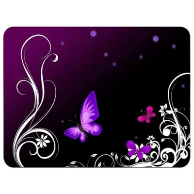 Image of Silent Monsters Mouse Mat Medium 36 x 25 cm / 14 10 inches, Pad Design: Purple Butterfly, Lasercut Edges, Mousemat for Office and Gaming, Mousepad Non Slip Rubber Base, Desk