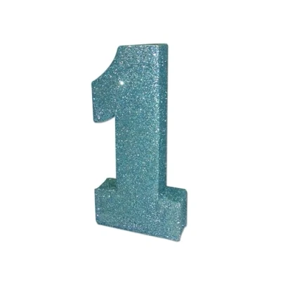 Image of Number 1 Glitter Table Decoration Light Blue First birthday Centrepiece decorations 1st Pack of 20cm H107 for boys