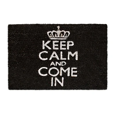Image of Relaxdays Natural Coconut Fibre Coir Doormat &quot;Keep Calm And Come In&quot; Door Mat Welcome w/ Anti Slip Rubber PVC Underside, Black