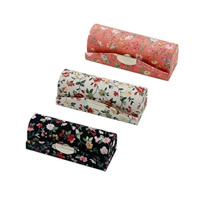 Image of Lipstick Case Holder with Mirror, Hanyi 3 Pcs Vintage Floral Print Box for Purse