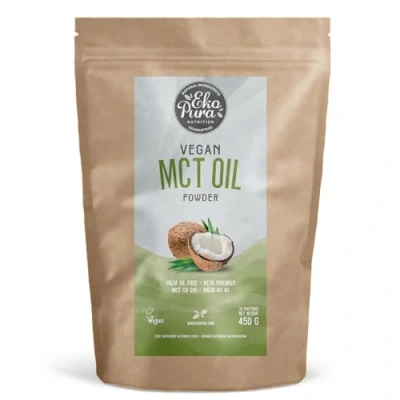 Image of Ekopura Vegan MCT Oil Powder 450g C8/C10 Ratio of (60/40) Low Carb, Lactose Free, and Sugar Free Premium Quality, Easily Absorbed &amp; Digested 30 portions Neutral Flavoured