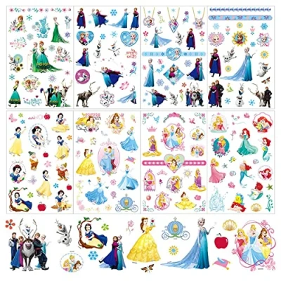 Image of Frozen and Princess Temporary Tattoos for Kids Girls Women Adult Party Favors Birthday decoration (4 4 Tattoo Sheets)