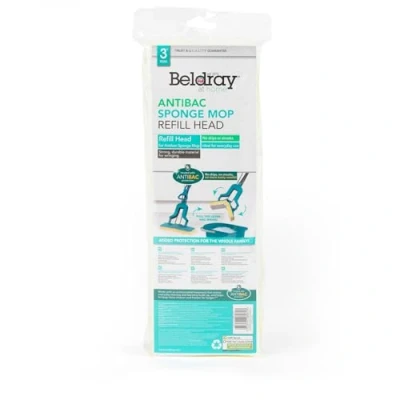 Image of Beldray LA080813UFEU7 Antibac Refill Head, Replacement Pad LA026477PK10UFEU Easy Wring Sponge Mop, No Streaks &amp; Drips, Strong Durable, Grey/Blue, 30.5 x 10.5 3 cm