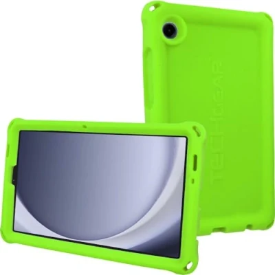 Image of TECHGEAR Bumper Case fits Samsung Galaxy Tab A9 8.7&quot; 2023 (SM X110 / SM X115) Rugged Shockproof Soft Silicone Protective Easy Grip Anti Slip Body with Screen Film, Kids Proof [Green]