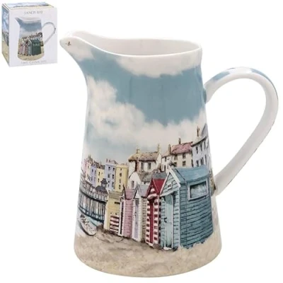 Image of Ceramic Jug Sandy Bay Beach Decorative Vase 600ml Kitchen Beverage Drinks Server