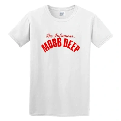 Image of MEOWKIT Men&#039;s Round neck T shirt Mobb Deep Infamous Cool and breathable White L