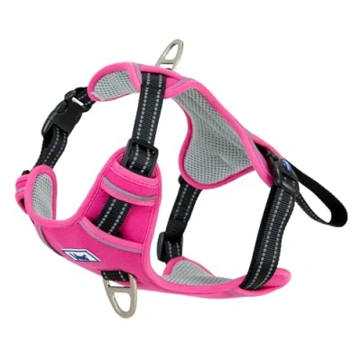 Image of Ancol Viva Exercise and Travel Dog Harness in Pink Comfortable Pet Accessory with Padded Chest 2 Leash Clips Medium 45 65cm