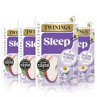 Image of Twinings Superblends Sleep Tea Spiced Apple &amp; Vanilla Herbal Infusion with Camomile Passion Flower 80 Biodegradable Bags