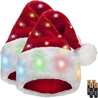 Image of Winks Novelty Plush Santa Hat Light Up, Funny Christmas Hats for Kids &amp; Adults