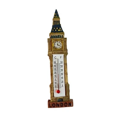 Image of Thomas Benacci Big Ben 3D Fridge Magnet with Thermometer Elizabeth Tower British Souvenir from London England UK for Home or Kitchen