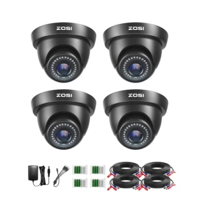 Image of ZOSI 4 Pack 1080P Indoor Outdoor Dome Security CCTV Camera Kit 1920TVL HD TVI for 720P / 1080N 1080P/5MP/4K TVI, AHD, CVI Analog Surveillance DVR Night Vision Weatherproof