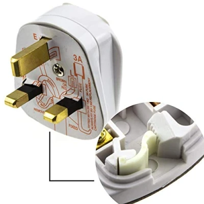 Image of kenable Rewireable Quick Fit 3 Pin UK Mains Plug Fitted with 3A Amp Fuse White
