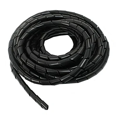 Image of Maclean MCTV 685 Quality Spiral Cable Wire Cover Organiser Elastic Tidy Cables Black Silver Grey (8.7 * 10mm)