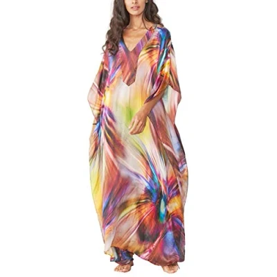 Image of YouKD Women&#039;s Summer KaftanQuick Dry Maxi Bohemian Dress Beach Bikini Coverup Robe Long Kimono One Piece