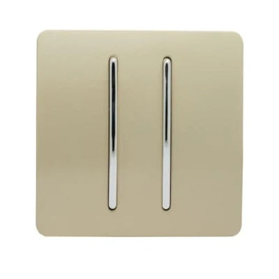Image of Trendi 2 Gang Way Artistic Modern Glossy 10 Amp Rocker Tactile Light Switch Gold