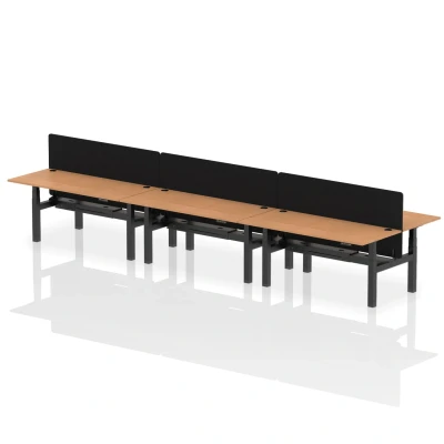 Image of Air B2B 1800x800mm Adjustable 6P Bench Desk CP Oak/Black + Screen