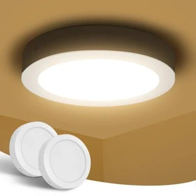 Image of Aigostar 12W LED Ceiling Light, Lights 2 Pack, 1300LM Light Fittings Ceiling, Round 3000K, 108W Equivalent, Flush for Bedroom, Kitchen, Porch, Hallway