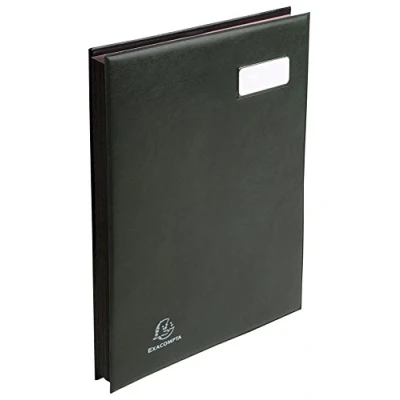 Image of Exacompta Ref 654799E Excellence Signature Book 240 x 320mm in Size, Suitable for A4 Documents, Expanding Spine, Polypropylene, 24 Compartments Dark Green