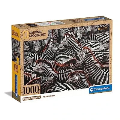 Image of Clementoni 39729 Puzzle National Geographic Zebras In Holding Pen Jigsaw 1000 Pieces, For Adults, Animals Made Italy